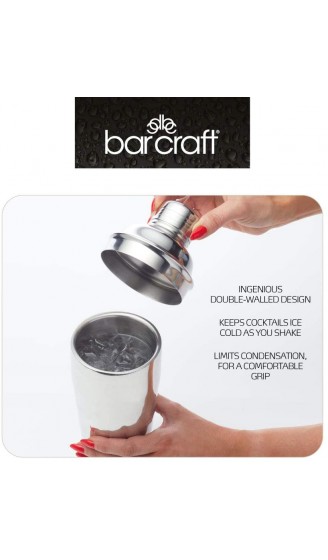 BarCraft Doppelwandiger Isolierter Cocktail-Shaker Deluxe-Silber Cocktail-Mixer für die Zubereitung von Mixgetränken in Geschenkbox 500 ml – Edelstahl - B07DS8MGTX1