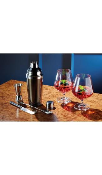 BarCraft Luxuriöses Gin-Geschenkset mit Gin-Gläsern Cocktail-Shaker Cocktail-Rührlöffel Doppelseitigem Barmaß Barmesser und Getränkemix-Rezept – Edelstahl - B072QCPSW6F