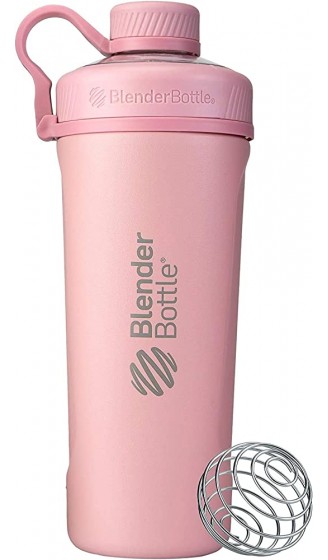 BlenderBottle Radian Shaker Cup Insulated Stainless Steel Water Bottle with Wire Whisk 26-Ounce Matte Rose Pink - B081SNT8JLV