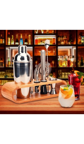 JJJ GCX Bartender KIT-Cocktail Shaker Set Bar Werkzeugsatz mit glatten Bambusbasis Küche Martini Shaker und Bar-Tools - B09X49R56SX
