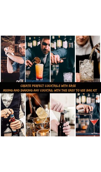 LINGLAN Cocktail-Shaker-Set Bar-Set mit Bambus-Ständer 12-teiliges Barkeeper-Set professioneller Edelstahl-Martini-Shaker mit Mocktail-Rezepten750 ml - B08NXNQ8VNT