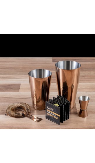 FABV Luxuriöses 4-teiliges Boston Cocktail-Shaker-Set mit Rezeptheft – Kupfer-Roségold-Cocktail-Set – Cocktail-Geschenkset Mixologie Barkeeper Kit - B09DHLKGSSM