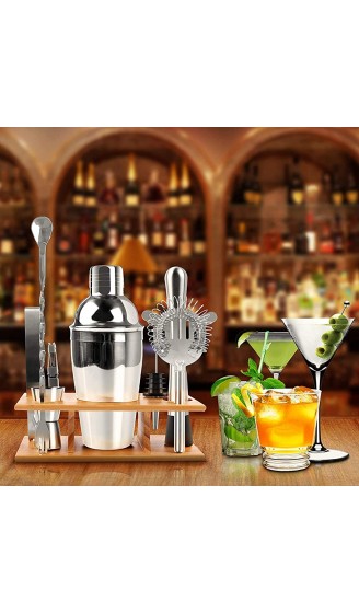PowCube Cocktail-Set,11-teiliges Cocktail Shaker Set Bar Zubehör 550ML Cocktailshaker Edelstahl mit Holzstände Cocktailbuch - B08BZBVMBQ5