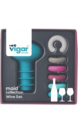 VIGAR Maid 8630 Glasmarkierer Silikon in verschiedenen Farben mit Flaschenverschluss türkis - B07MCV62Y2X