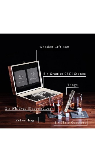 Whiskey Steine Set Geschenk für Männer Bourbon Geschenke Coole Whisky Steine mit 2 Gläsern Wein Geschenke für Männer Ehemann Freund Opa Bruder - B09KXCS8SH9