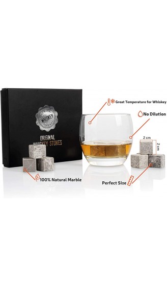 Whisky-Steine in Premiumqualität Würfel für Whiskey-Getränke 100% natürlicher Marmor Geschenkset in Samtbeutel 12 Stück Black Gift Box Grau - B08Q7P4H2PV