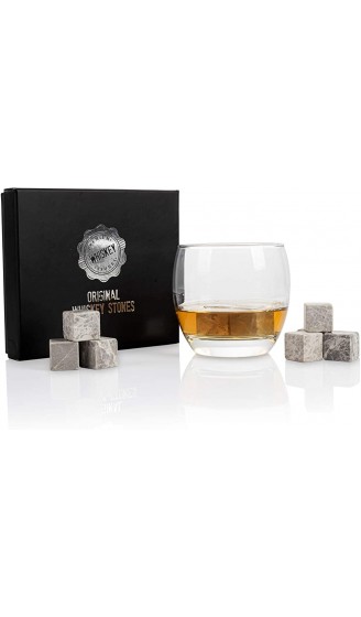 Whisky-Steine in Premiumqualität Würfel für Whiskey-Getränke 100% natürlicher Marmor Geschenkset in Samtbeutel 12 Stück Black Gift Box Grau - B08Q7P4H2PV