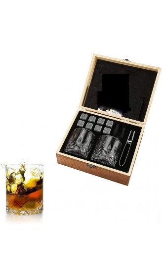 XZJJZ Whisky Stones Geschenk Set-Granit Chilling Whisky-Rocks Whisky-Gläser in Holzkasten-Geschenk-Set-bester Trinkgeschenke für Männer Vati - B09WMWHPMW9