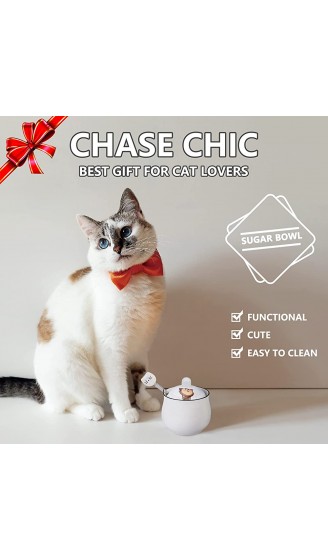 Chase Chic Kleine Keramik-Zuckerdose Porzellan-Zuckerdose mit Keramikdeckel und Edelstahllöffel Anzug für Kaffeebar Küche und Frühstück zu Hause Katzenliebhaber 240ml 8.5oz - B08R3GT7CXA