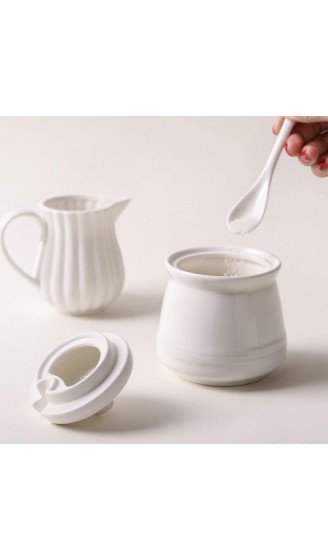 DOWAN Zuckerdose 590ML Zuckerdose mit Deckel und Löffel Porzellan Zuckerdose Salzbehälter Kaffeebarzubehör Weiß - B07RV9LH799