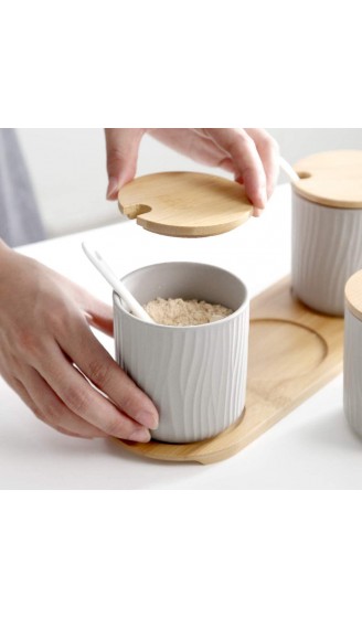 OnePine 2er Set Keramik Gewürzdosen Zuckerdose Keramik Zucker Schüssel mit Löffel und Bambus Deckel für Tee Zucker Salz Gewürze Bei Zuhause und Küche - B08B58DD9C8
