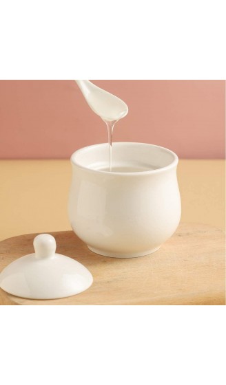 YOLIFE Weiße Simplicity Zuckerdosen aus Keramik Porzellan-Gewürztopf mit Deckel und Löffel - B089Q7HB8BB
