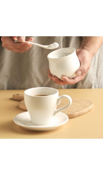 YOLIFE Weiße Simplicity Zuckerdosen aus Keramik Porzellan-Gewürztopf mit Deckel und Löffel - B089Q7HB8B4