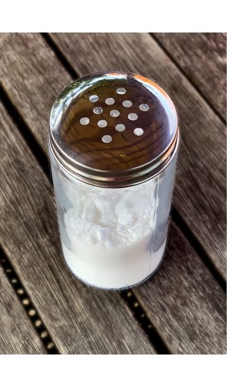 Zuckerstreuer Zuckerdose 11,7cm x 5cm Fassungsvermögen 100ml aus Glas Deckel aus Edelstahl ideal zum dosieren von Puderzucker und Kristallzucker - B09B5DBGBC7