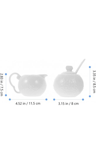 Angoily 1 Set Porzellan Zucker Und Creamer Set Tee Kaffee Serviert Set Creme Pitcher Zucker Schüssel mit Deckel Und Löffel für Home Restaurant Weiß - B09TRC1Z1WF