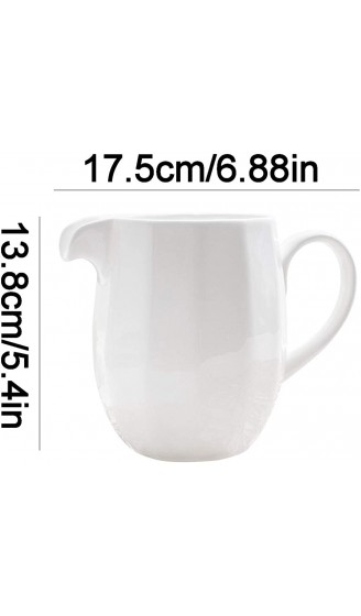Large Capacity Classic Pure White Ceramic Creamer with Handle 750ml 25.36oz Coffee Milk Pitcher Sugar and Creamer Coffee Set Kit Stainless Steel Double Insulated Gravy B - B09Y64HB4CQ