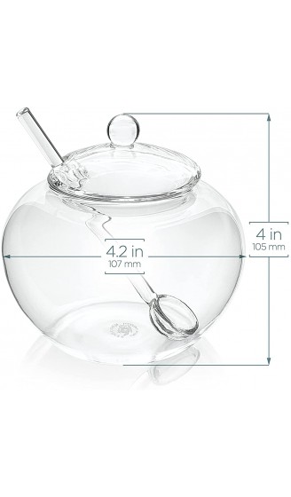 Teabloom Glas Zucker und Sahnebereiter Set 3-teilig mit Sahnekännchen Zuckerdose mit Deckel & Löffel Teeservice - B097D7LP3L8