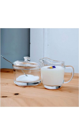 XIAOHUISP Milchkanne Glaszucker und Creamer-Kaffeeset-Kit transparente Glaszuckerschüssel mit Deckel Milchkrug 170ml 5.7oz Cremekanne mit Griff Zuckersets - B09V22PJ166