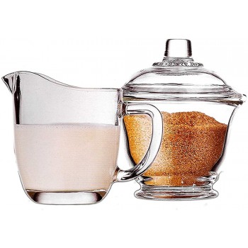 XIAOHUISP Milchkanne Glaszucker und Creamer-Kaffeeset-Kit transparente Glaszuckerschüssel mit Deckel Milchkrug 170ml 5.7oz Cremekanne mit Griff Zuckersets - B09V22PJ166