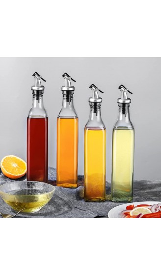 BELIBUY Ölflasche mit Ausgießer Ölspender Essig Öl Flaschen Essig und Ölflaschen Set mit Anti-Schmutz Verschluss Auslaufsicher und Tropffrei für Olivenöl Essig Soßen 4 * 500ml - B09SPDTCY6J