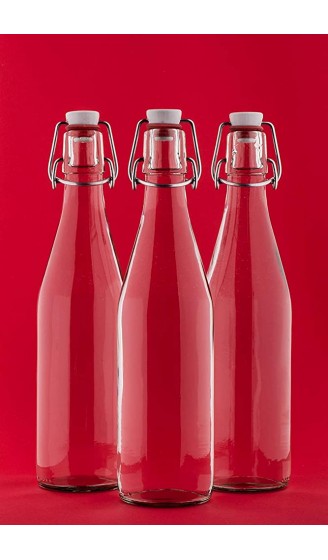 Bügelflasche Bügelverschlussflasche leere Glasflasche mit Bügelverschluss Weinflasche Schnapsflasche Essig Öl Glasflaschen von slkfactory- 6 x 1000ml durchsichtig - B01MPZQ1SYK
