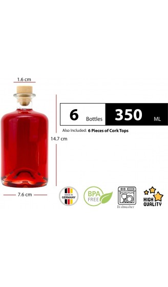 casavetro 350ml leere Glasflaschen 6 Stück Apotheker Likörflaschen mit Korken 350 ml Weinflasche Schnapsflasche Essig Öl Flasche zum befüllen 0,35 Liter 6 Stück - B09TPT8Q62D