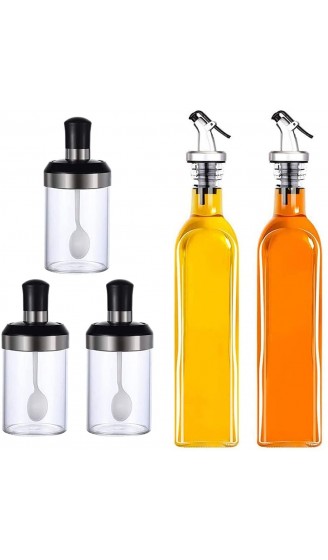 Essig und Öl Spender Ölflasche und Gewürzglas Set Ölflasche mit Ausgießer Olivenöl Dispenser mit Anti-Schmutz Verschluss 500ml Auslaufsicher und Tropffrei - B09JYQ2WZGB