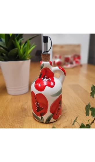 Handgemalte Keramik-Öl-Spenderflasche mit Korkdeckel und tropffreiem Ausguss | In Spanien hergestellt | 450 ml Florida - B08KWQKMSGL