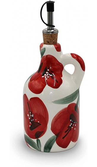 Handgemalte Keramik-Öl-Spenderflasche mit Korkdeckel und tropffreiem Ausguss | In Spanien hergestellt | 450 ml Florida - B08KWQKMSGL