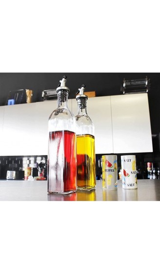 Juvale Essig- und Ölspender 2er Set – Flaschen aus Hochwertigem Glas Luftdichte Flaschenstopfen und Ausgießer mit Hebel zum Öffnen Elegant in Küche bei Tisch Je 500 ml 17 oz AUSVERKAUF - B01KKIROR81