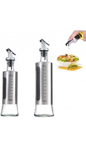 Lepidi 2 Stücke Auslaufsichere Ölflasche Sojasauce Essigflasche Olivenöl Spender Flasche Auslaufsicher Rostfreier Stahl Transparent Glasölflasche für Küche und Grill 300ML 500ML - B08LD6KSLKZ