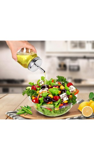 Olivenöl-Essigspender-Set – Pint 473 ml Mason Jar Glas Olivenöl Menage Flasche Edelstahl Ausgießer rustikale Bauernhaus Küche Dekor 2 Stück - B08317QY884