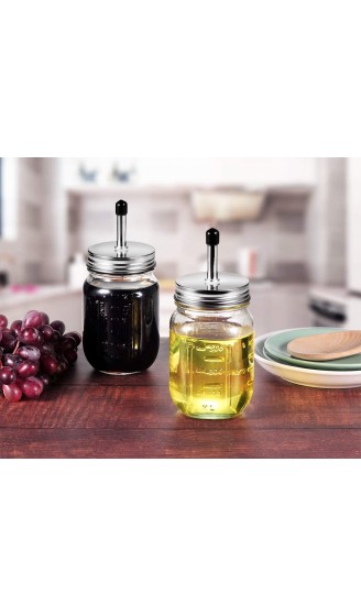 Olivenöl-Essigspender-Set – Pint 473 ml Mason Jar Glas Olivenöl Menage Flasche Edelstahl Ausgießer rustikale Bauernhaus Küche Dekor 2 Stück - B08317QY884