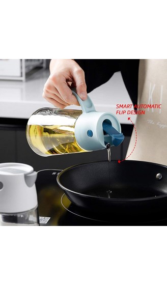 Olivenölspender Flasche mit automatischem Stopper Ölspender Flasche für Küche tropffreier Edelstahl Ölausgießer und Griff 550ml Blau - B08QF7JTPMT