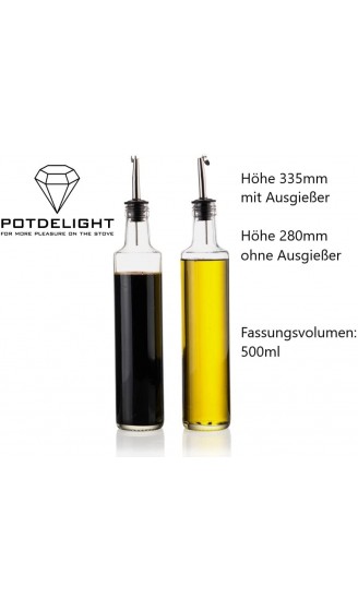 Potdelight Essig- & Ölflaschen aus Glas mit Ausgießer und Deckeln | 3 Glasflaschen aus europäischer Produktion mit je 500 ml | für Salate Küche und BBQ - B09KWJ9SMXR