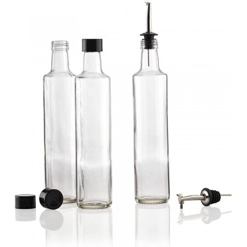 Potdelight Essig- & Ölflaschen aus Glas mit Ausgießer und Deckeln | 3 Glasflaschen aus europäischer Produktion mit je 500 ml | für Salate Küche und BBQ - B09KWJ9SMXR