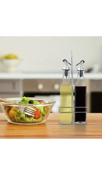 Relaxdays Essig- und Ölspender 300 ml Glasflaschen Ausgießer Menage Olivenöl Vinaigrette 2x Ölflasche transparent - B0949DH54ZC