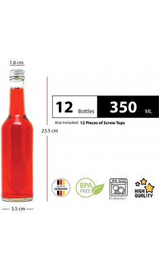 slkfactory casavetro 12 Leere Glasflaschen 350 ml Schraubverschluss Flasche BOR Likörflaschen Schnapsflaschen Saftflaschen Essig-Öl Flaschen mit Verschluss zum selbst Abfüllen 0,35 Liter - B008GVGDVUL