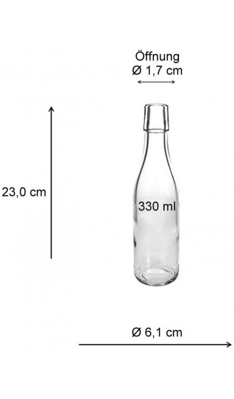 Viva Haushaltswaren 2 x kleine Glasflasche 330 ml leer mit Bügelverschluss aus Porzellan zum Befüllen als transparente Saftflasche und Ölflasche verwendbar inkl. 2 Beschriftungsetiketten - B06XCLZ4MFT