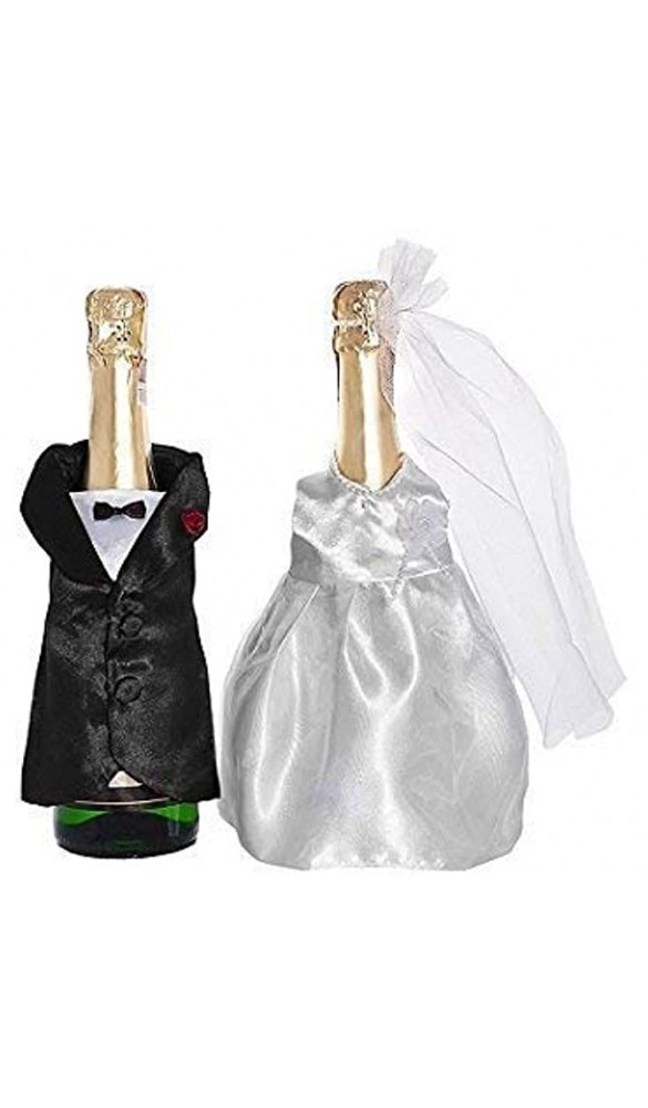 Flaschen-Kleidung Brautpaar für Champagnerflaschen 1 Paar - B00BIN910S2