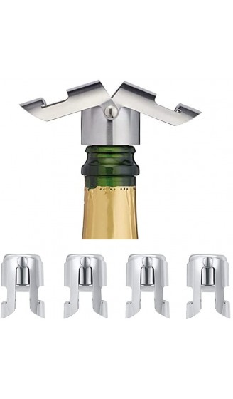 Sektflaschenverschluss Edelstahl Champagnerflaschenverschluss 4 Stück Weinflaschenstopfen Versiegelungs-Set Champagner Sekt Weinflaschenversiegelung Zubehör für Champagner - B09L6288125