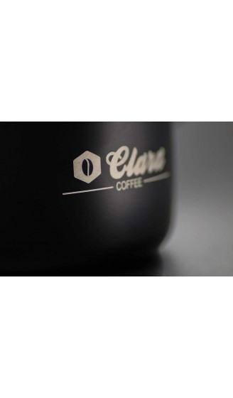 Clara Coffee Milchkännchen schwarz mit Skala 350ml aus Edelstahl | Barista Zubehör zum Aufschäumen von Milch für Latte Art | Perfekt für Cappuccino und Co - B08KQ16JGRI