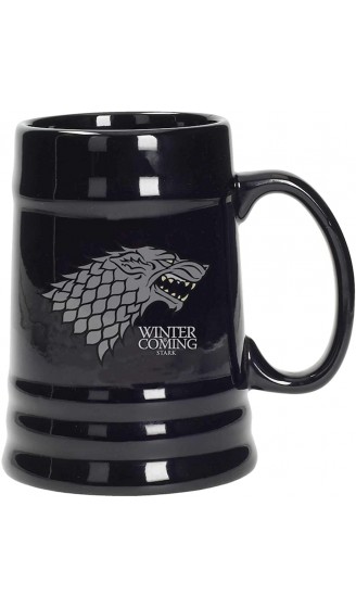 Game of Thrones Stark Wappen Bier Krug mit Direwolf Keramik schwarz 0,5l in Geschenkbox - B00HSP8Q60V