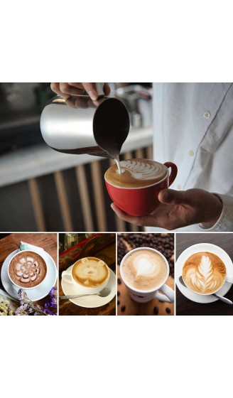 Milchkännchen Sahnekännchen Milchkanne Milch Aufschäumen Tasse Krug Edelstahl Espresso Kaffeetassen mit Maß 600ml Milch für Cappuccino und Latté - B07D8T77LK6
