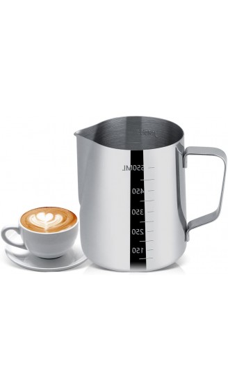 Milchkännchen Sahnekännchen Milchkanne Milch Aufschäumen Tasse Krug Edelstahl Espresso Kaffeetassen mit Maß 600ml Milch für Cappuccino und Latté - B07D8T77LK6