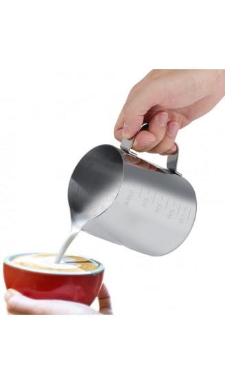 Milchkännchen Sahnekännchen Milchkanne Milch Aufschäumen Tasse Krug Edelstahl Espresso Kaffeetassen mit Maß 600ml Milch für Cappuccino und Latté - B07D8T77LK3