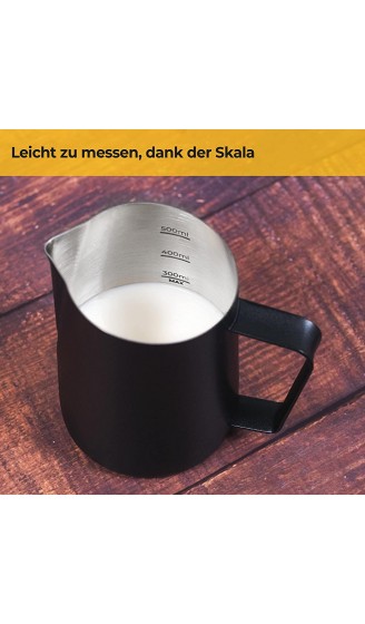 SILBERTHAL Milchkännchen Edelstahl 500ml schwarz Professionelles Barista Zubehör mit Latte Art Ausguss - B09FJSWX6LO