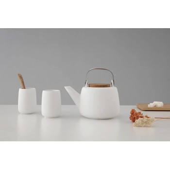 Teetassen Porzellan 2er Set Weiß: design Tee oder Kaffee Becher 0,165 L geschirrspüler geeignet Matt Weiß - B0773W36MWX