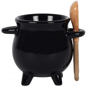 Cauldron Egg Cup with Broom Spoon 24 48 - B086RQMC5DV