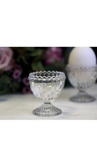 Chic Antigue 2tlg Set Eierbecher mit Perlenkante aus Glas Höhe ca. 5,5 cm Durchmesser ca. 5,5 cm - B07P96CPZWA